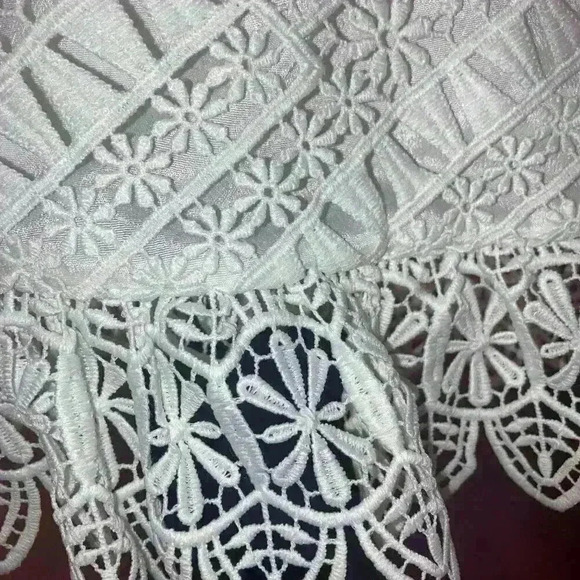 White Lace Lined Dress Poly-Cotton Beautiful Details NWOT - Picture 4 of 8